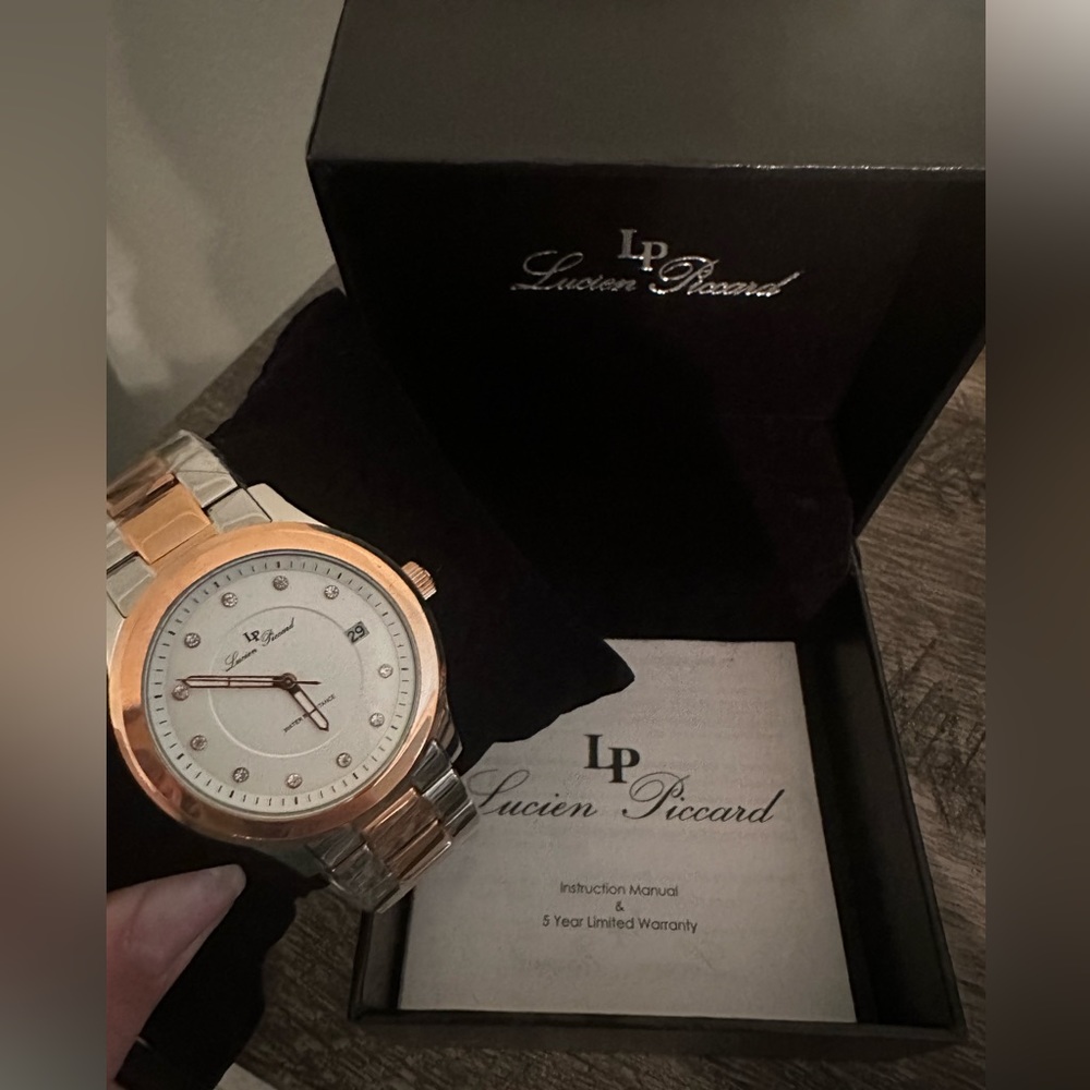 NIB Lucien Piccard Unisex Two Tone Stainless Steel Watch